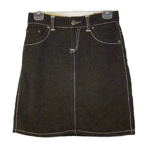 Hot to Trot Corduroy Mini Skirt Brown Straight Pockets Short Cotton Casual XS